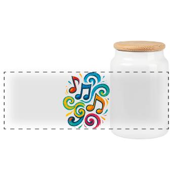 Notes de musique colorées - Boîte à biscuits avec couvercle en bois - blanc - Devant