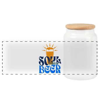 Âme pleine de bière - Boîte à biscuits avec couvercle en bois - blanc - Devant