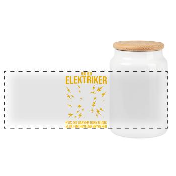 Electrician, I'm an Electrician, Electrician fun - Panoramic Cookie Jar with Wooden Lid - white - Front