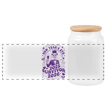 New Year's Eve 2025 Survivor 2026 Midnight Magic - Panoramic Cookie Jar with Wooden Lid - white - Front