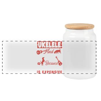 Hawaiian Ukulele Uke Dog Ukulele - Panorama Keksdose mit Holzdeckel - Weiß - Vorne