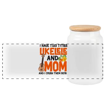 Hawaiian Ukulele Uke Mom I Have - Panorama Keksdose mit Holzdeckel - Weiß - Vorne