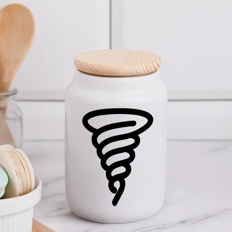tornado Panoramic Cookie Jar with Wooden Lid