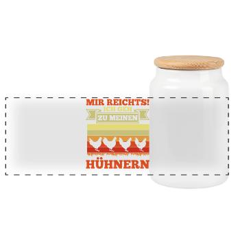 chickens chicken farmer farmer chicken - Panoramic Cookie Jar with Wooden Lid - white - Front