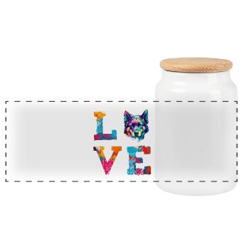 German Shepherd Love Art Colorful Dog Mom Dad Gift - Panoramic Cookie Jar with Wooden Lid - white - Front
