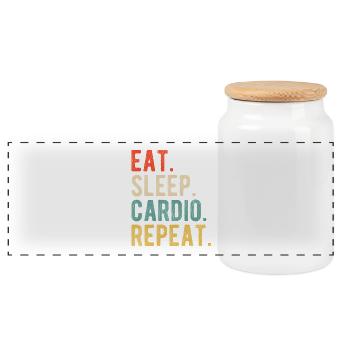 Manger Sommeil Cardio Répéter Entraînement Devise Rétro - Boîte à biscuits avec couvercle en bois - blanc - Devant