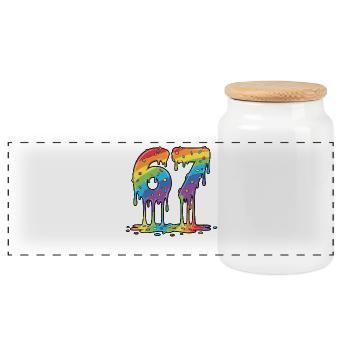 Célébration du mème Rainbow 67 - Boîte à biscuits avec couvercle en bois - blanc - Devant