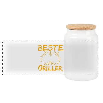 Griller Gift Idea - Panoramic Cookie Jar with Wooden Lid - white - Front