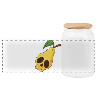 Pear Skull - Panoramic Cookie Jar with Wooden Lid - white - Front