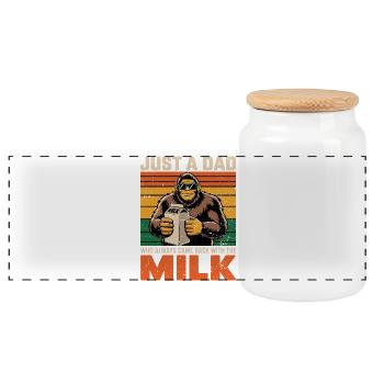 Bigfoot_Papa Just A Dad Who Always With Milk  - Panoramic Cookie Jar with Wooden Lid - white - Front