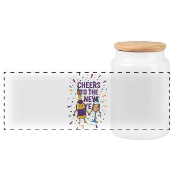 Cheers To The New Year Celebration Festivity - Panoramic Cookie Jar with Wooden Lid - white - Front