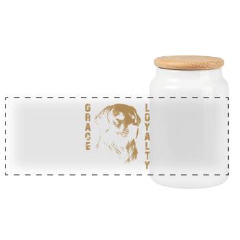 Golden Retriever Grace Loyalität - Panorama Keksdose mit Holzdeckel - Weiß - Vorne