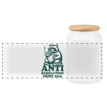 Raccoon | Anti Good Resolutions 2026 - Panoramic Cookie Jar with Wooden Lid - white - Front