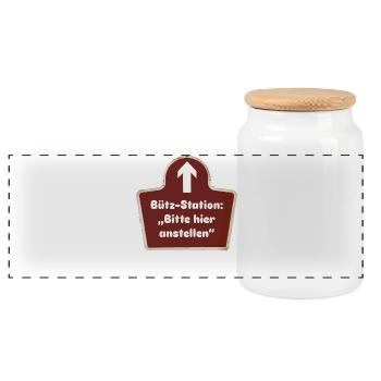 Remplacement de costumes du Carnaval de la gare de Bütz Kölle Alaaf - Boîte à biscuits avec couvercle en bois - blanc - Devant