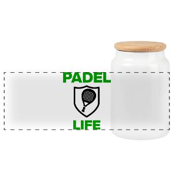 Padel Life – Court ist mein Zuhause, Smash it - Panorama Keksdose mit Holzdeckel - Weiß - Vorne