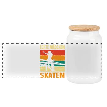 Cadeaux pour skateboardeurs de skateboard - Boîte à biscuits avec couvercle en bois - blanc - Devant