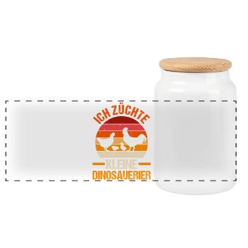 chickens chicken farmer farmer chicken - Panoramic Cookie Jar with Wooden Lid - white - Front