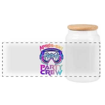 Apres Ski Party Crew Bunt Piste - Panorama Keksdose mit Holzdeckel - Weiß - Vorne