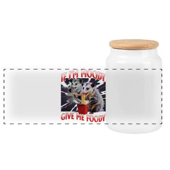 Drôle d’opossum - Boîte à biscuits avec couvercle en bois - blanc - Devant