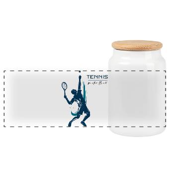 Tennis - Boîte à biscuits avec couvercle en bois - blanc - Devant