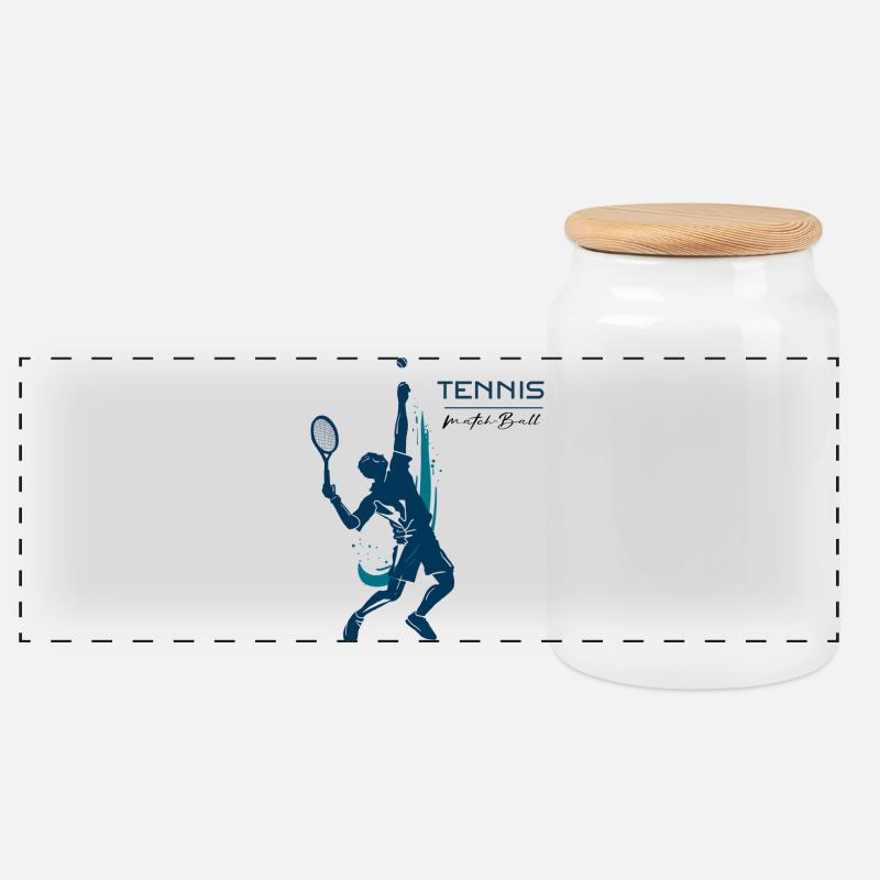 Tennis - Panorama Keksdose mit Holzdeckel - Weiß