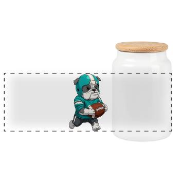 Niedliches Bulldog-Football-Spieltagsdesign - Panorama Keksdose mit Holzdeckel - Weiß - Vorne