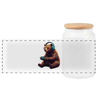 Bär Gaming Tier Videospiele Lustiger Bär - Panorama Keksdose mit Holzdeckel - Weiß - Vorne