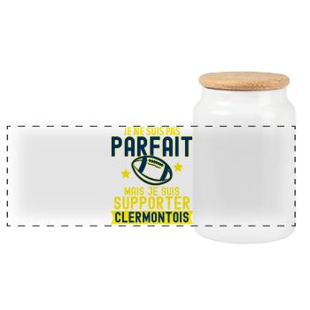 Supporter Clermont Clermontois Rugby Club - Panoramic Cookie Jar with Wooden Lid - white - Front