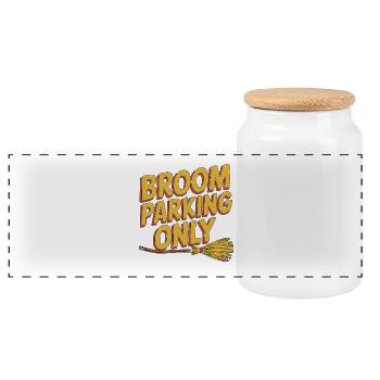 Witchcraft Broom Parking Only Tarot Reading - Panoramic Cookie Jar with Wooden Lid - white - Front