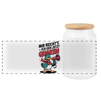 Canard drôle avec un mégaphone et en disant - Boîte à biscuits avec couvercle en bois - blanc - Devant