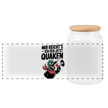 Canard agacé avec un mégaphone et dit - Boîte à biscuits avec couvercle en bois - blanc - Devant