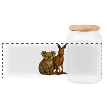Koala et kangourou - Boîte à biscuits avec couvercle en bois - blanc - Devant