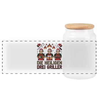 The Holy Three Grillers Fun - Panoramic Cookie Jar with Wooden Lid - white - Front