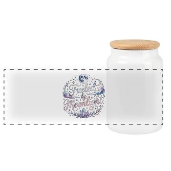 Witchcraft Fueled By Moonlight Loves Rune Symbols - Panoramic Cookie Jar with Wooden Lid - white - Front