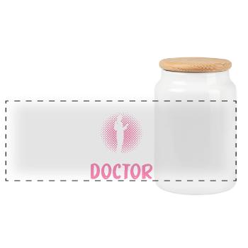 Une seule fille aime être médecin - Boîte à biscuits avec couvercle en bois - blanc - Devant
