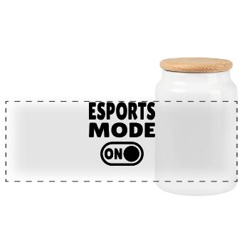 Esports Mode ON – Gaming - Panorama Keksdose mit Holzdeckel - Weiß - Vorne