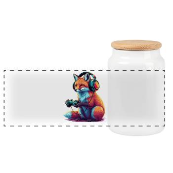 Jeux de Fox Jeux Vidéo Animaux Drôle de Renard - Boîte à biscuits avec couvercle en bois - blanc - Devant