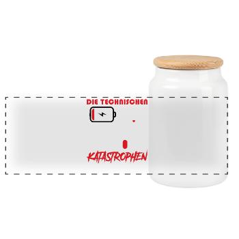 Computer DIE TECHAISCHEN KATASTROPHEN LUSTIG - Panorama Keksdose mit Holzdeckel - Weiß - Vorne
