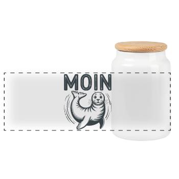 Seal seal Baltic Sea North Sea Moin - Panoramic Cookie Jar with Wooden Lid - white - Front
