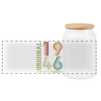 Original 1946 Vintage Birthday Retro - Panoramic Cookie Jar with Wooden Lid - white - Front