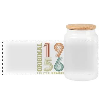 Original 1956 Vintage Vintage Anniversaire Rétro - Boîte à biscuits avec couvercle en bois - blanc - Devant