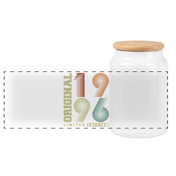 Original 1996 Vintage Vintage Anniversaire Rétro - Boîte à biscuits avec couvercle en bois - blanc - Devant