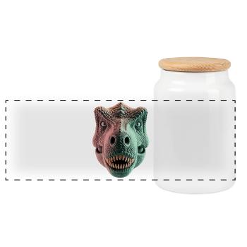  T Rex Dinosaurier Kopf Frontansicht Für Dino Fans - Panorama Keksdose mit Holzdeckel - Weiß - Vorne