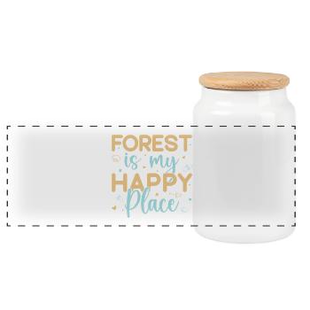 Forêt de chasseurs de champignons Mon endroit heureux - Boîte à biscuits avec couvercle en bois - blanc - Devant