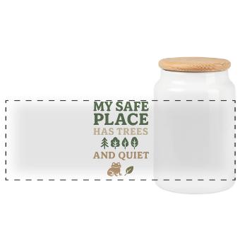 Neurodivergent introvert - Panoramic Cookie Jar with Wooden Lid - white - Front