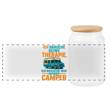 camping slogan camper, i need my camper - Panoramic Cookie Jar with Wooden Lid - white - Front