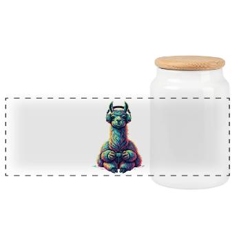 Llamma Gaming Jeux Animaux Jeux Drôle Llamma - Boîte à biscuits avec couvercle en bois - blanc - Devant