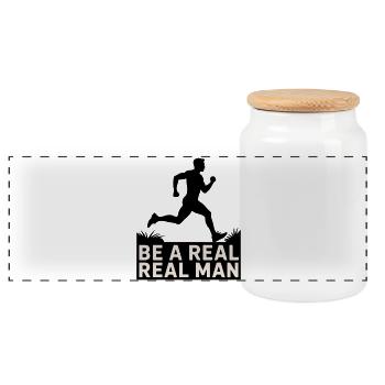 Real Man Run: Bold Drive - Panoramic Cookie Jar with Wooden Lid - white - Front