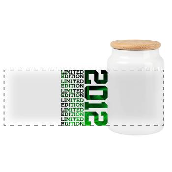 LIMITED EDITION 2012 14 YEARS 14TH BIRTHDAY - Panoramic Cookie Jar with Wooden Lid - white - Front