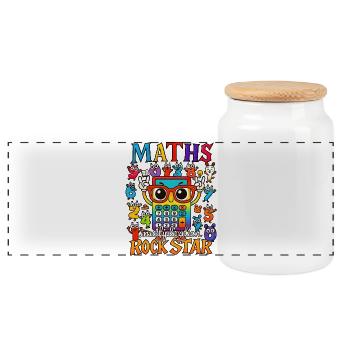 Jour de chiffre Maths Multiplication Rock Star - Boîte à biscuits avec couvercle en bois - blanc - Devant